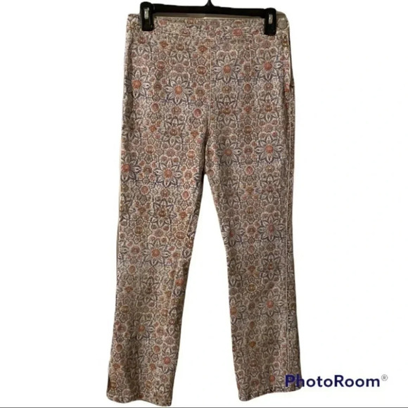 Free People Floral Muted Color Side Zip Jean 6 - Picture 1 of 6